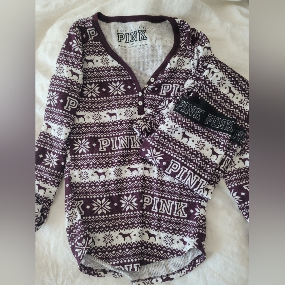 vs pink | NWOT rare thermal waffle pj set